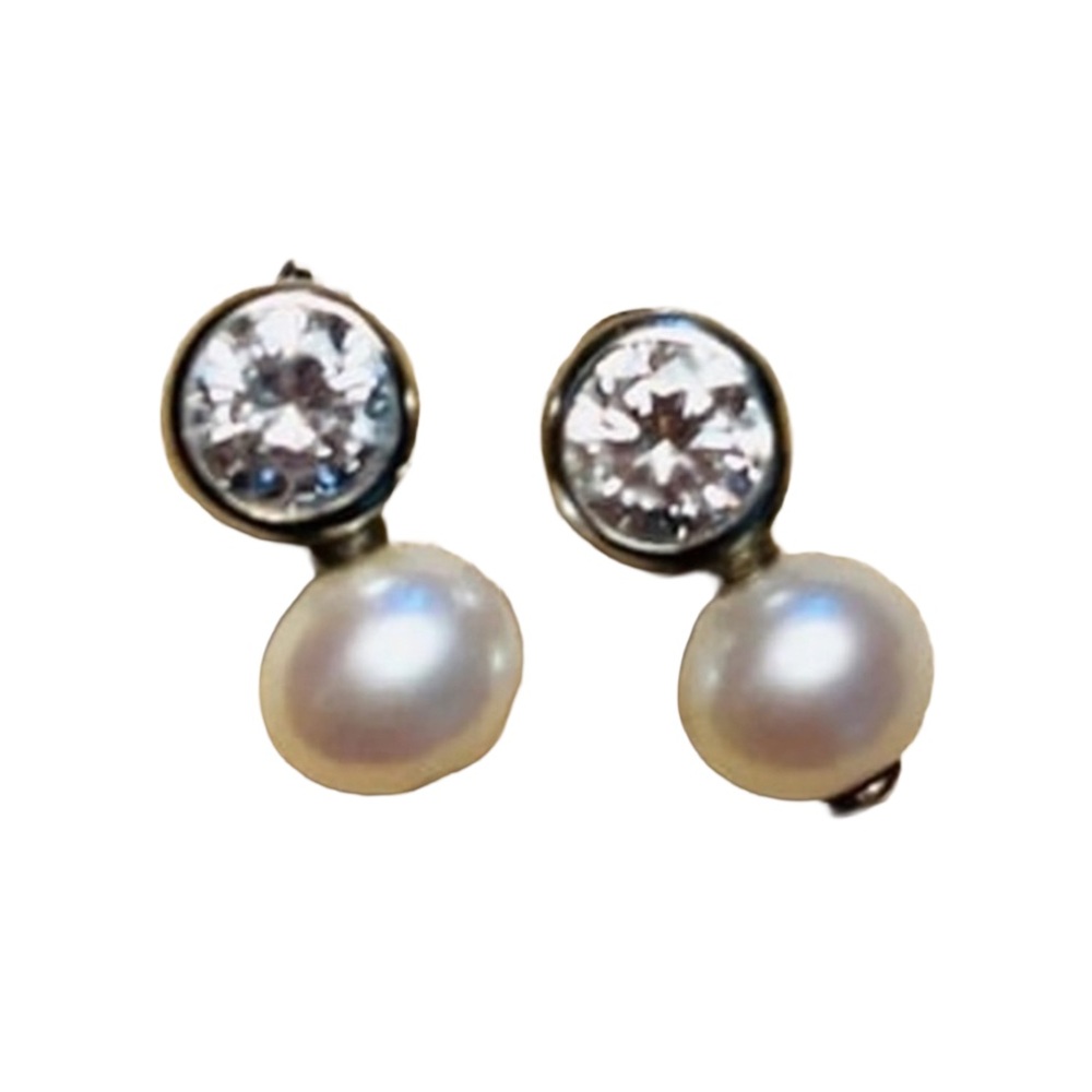 Silpada Vintage Stunning Pearl & CZ Fine Luxury Earrings